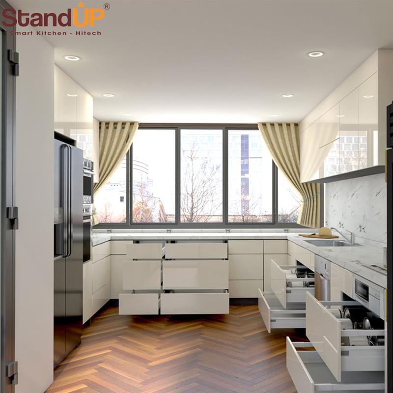 Chọn tủ bếp Inox màu sáng, bề mặt dễ lau chùi cho không gian bếp nhỏ