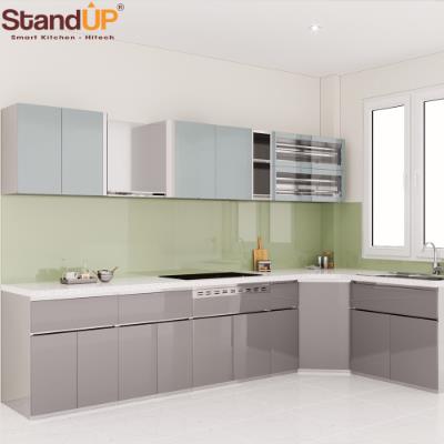 Tủ bếp Inox cánh kính cường lực sơn màu giúp không gian bếp HIỆN ĐẠI – SANG TRỌNG – TIỆN NGH