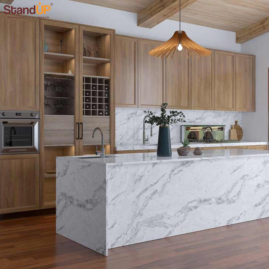 Tủ bếp inox cánh gỗ mang đến vẻ đẹp hoàn hảo cho không gian bếp