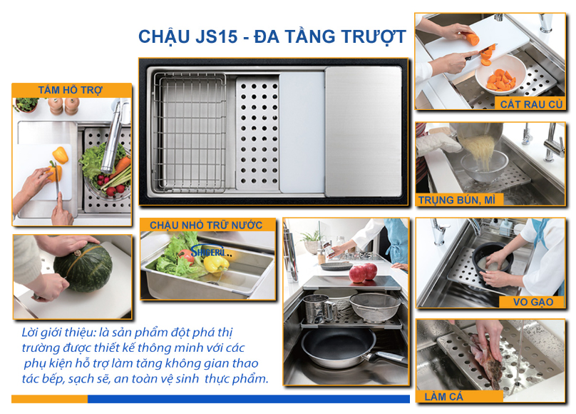 Chậu rửa chén Shigeru 01 hộc JSN-K 3F FS